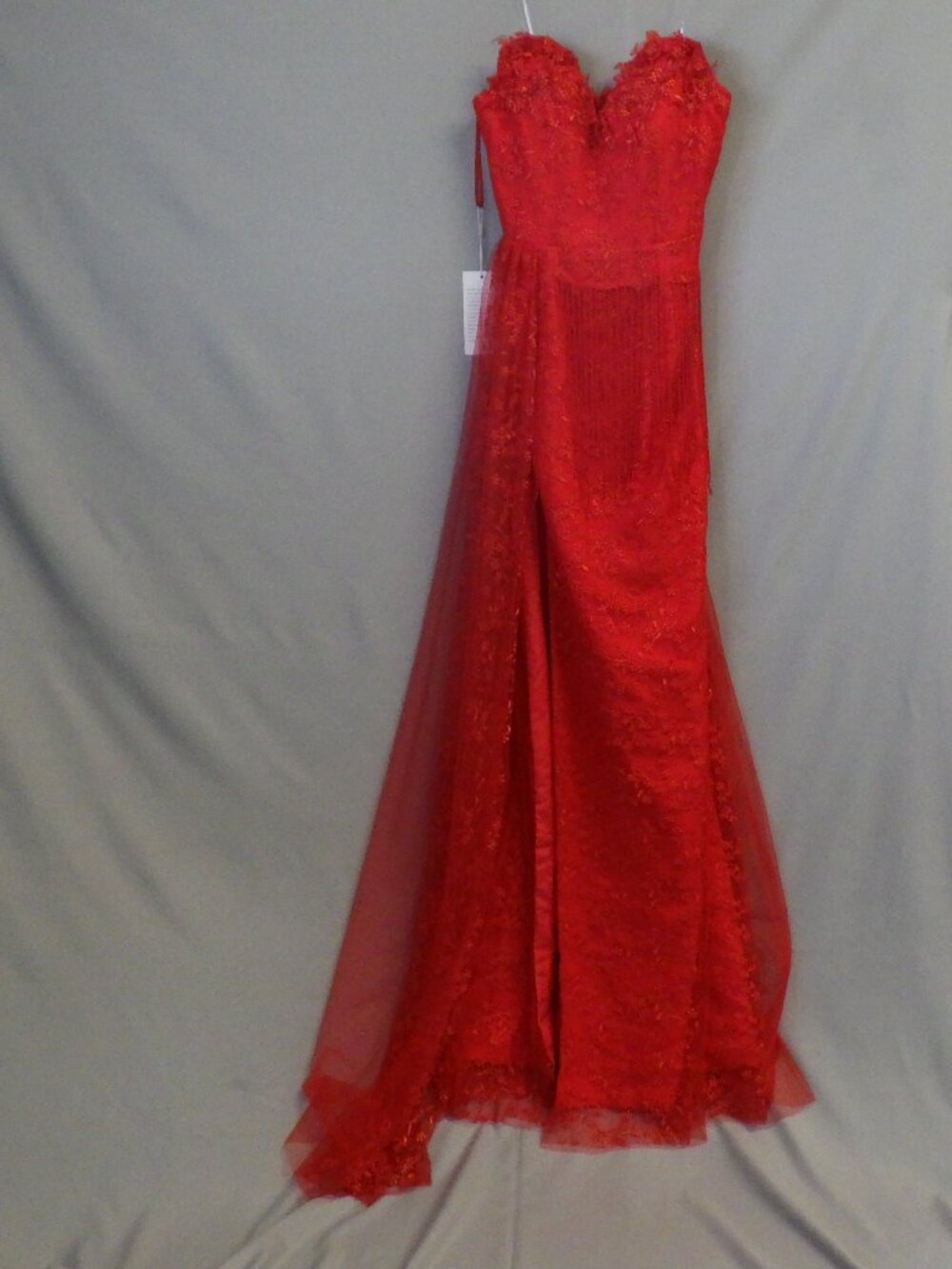 Minimalist Red Beaded Gown NWOT